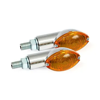 cafe 4 racer - Cateye mini směrovky 20mm dřík, chrom s jantarovou čočkou - MCS Standardní ukazatele směru 