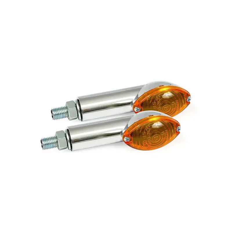 cafe 4 racer - Cateye mini turn signals 40mm stem, chrome with amber lens - MCS Standard indicators 