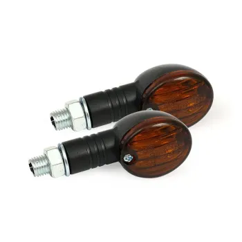 cafe 4 racer - Micro Flash Ukazovateľ Karbónový Dizajn Krátke Tmavé Sklo 12V/21W Halogén M10 E-schválený - HS MOTO Germany Štandardné smerovky 4251352612007