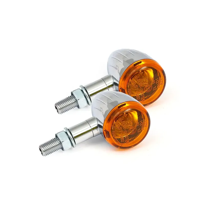cafe 4 racer - Mini Bullet, halogen turn signals. Chrome, grooved - MCS Standard indicators 