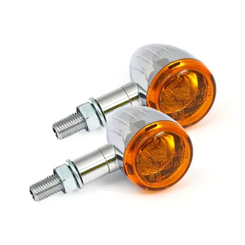 cafe 4 racer - Mini Bullet, halogen turn signals. Chrome, grooved - MCS Standard indicators 
