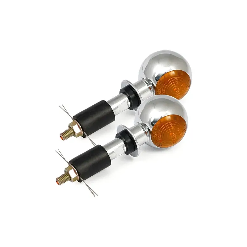 cafe 4 racer - Mini Bulls-Eye, in-bar turn signals. Chrome - MCS Bar end indicators 