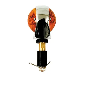 cafe 4 racer - Full size Bulls-Eye, in-bar turn signals. Chrome. Amber lens - MCS Bar end indicators 