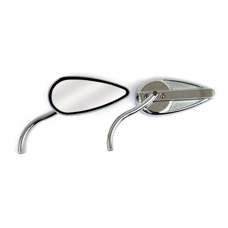 cafe 4 racer - Retro Teardrop mirror set. Chrome, radii round stem - MCS Standard mirrors 