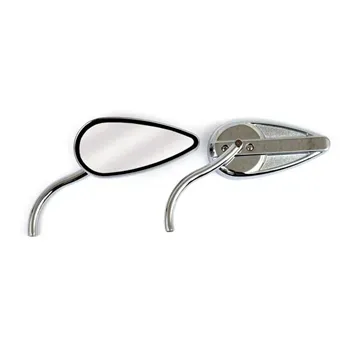cafe 4 racer - Retro Teardrop mirror set. Chrome, radii round stem - MCS Standard mirrors 