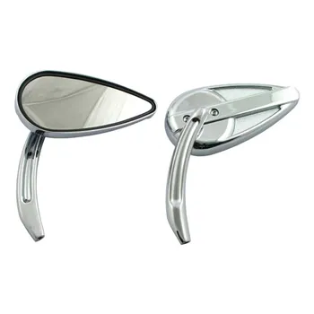cafe 4 racer - Retro Teardrop mirror set. Chrome, aluminum grooved stem - MCS Standard mirrors 