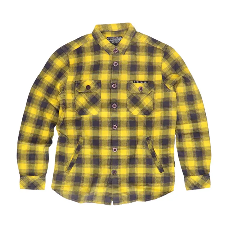 cafe 4 racer - MCS Worker Flanel shirt yellow/grey - MCS Shirts 