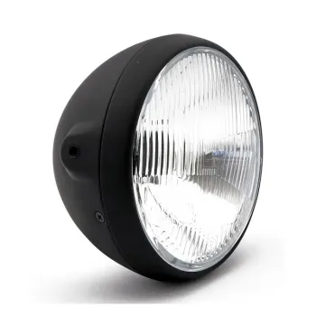 cafe 4 racer - British style 7" H4 headlamp. Side mount. Black - MCS Headlights side mount 