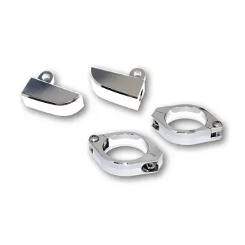 cafe 4 racer - Paco, turn signal fork mount kit. 35-37mm. Chrome - MCS Fork Cover & Turn signal 