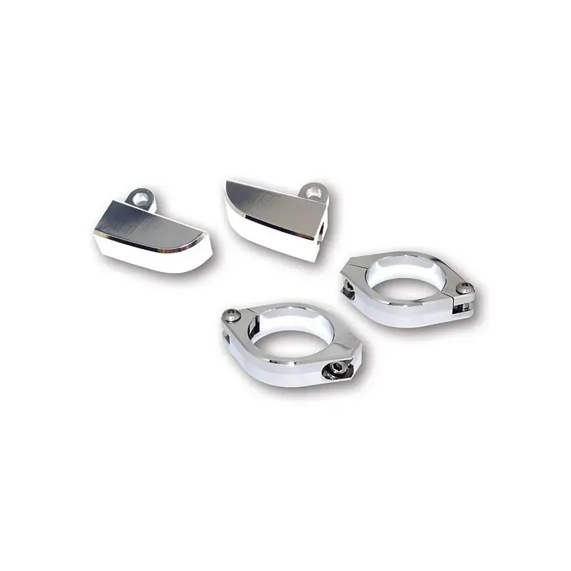 cafe 4 racer - Paco, turn signal fork mount kit. 35-37mm. Chrome - MCS Fork Cover & Turn signal 