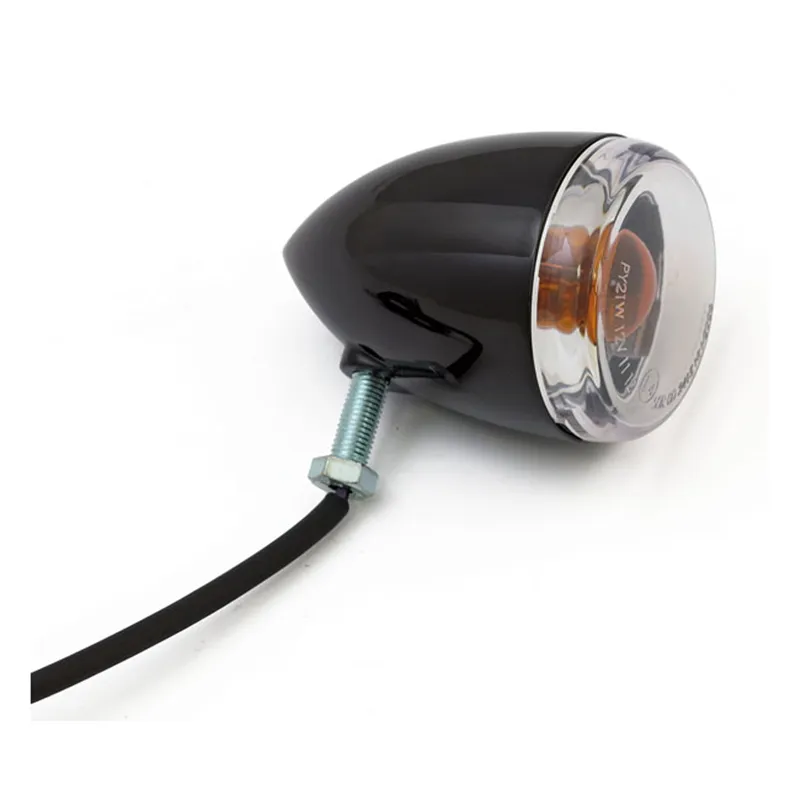 cafe 4 racer - Late-style turn signal assembly. Rear. Gloss black - MCS Standard indicators 