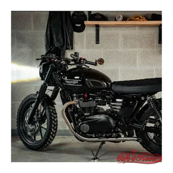 cafe 4 racer - Triumph Street Twin 2016-NOW Bedlam Slash-Cut Exhaust Pipes - Brushed - Motone Triumph Bonneville 