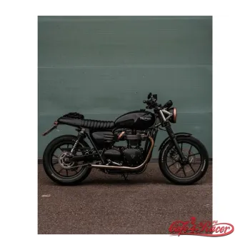 cafe 4 racer - Triumph Street Twin 2016-NOW Bedlam Slash-Cut Exhaust Pipes - Brushed - Motone Triumph Bonneville 