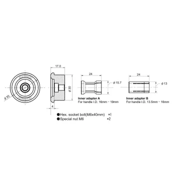 cafe 4 racer - DAYTONA UNIVERSAL adaptér pro koncové zrcátko na řídítkách - Daytona Zátěže na řídítka 4054783632008