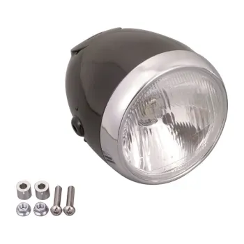 cafe 4 racer - SHIN YO 7 inch headlamp RENO black/chrome - Shin Yo Headlights side mount 4054783251018