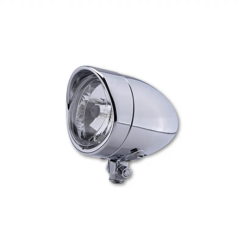 cafe 4 racer - SHIN YO chrome headlight BULLET LONG with visor - Shin Yo Headlights bottom mount 4054783029891