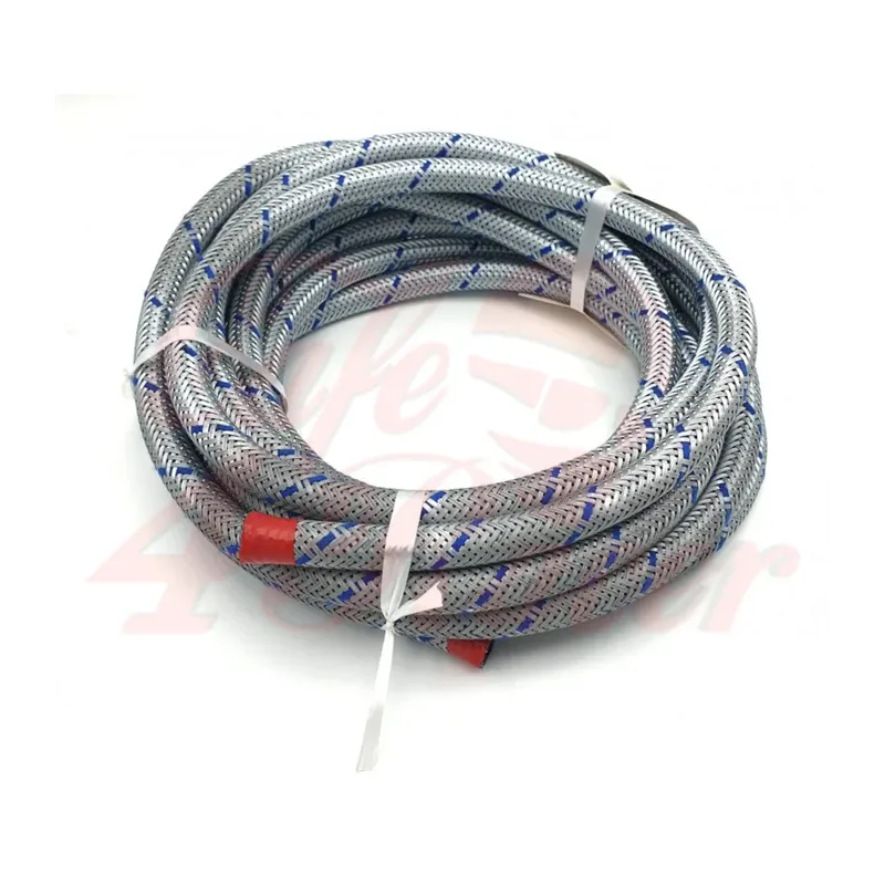 cafe 4 racer - 5 m palivová hadica 6 x 10,5 mm – pozinkovaný opletený kov a modrý drôt - Cafe4Racer Príslušenstvo pre palivový systém 