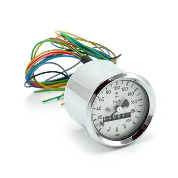 MMB 60mm basic speedometer 200km/h, chrome ring white background