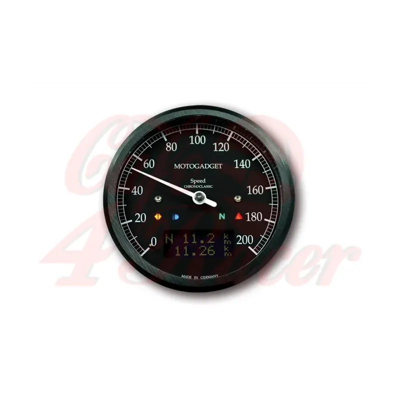 cafe 4 racer - Motogadget Chronoclassic Speedo 0-200 km/h, dial and ring black, black LC display - Motogadget Digitálne rýchlomery  4054783045938
