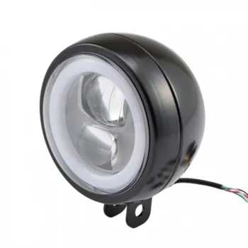 cafe 4 racer - 4-1/2 inch Bates style black headlamp - MCS Headlights bottom mount 