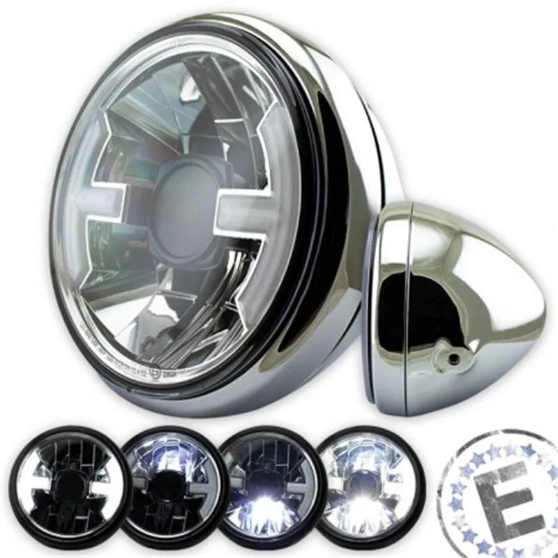 cafe 4 racer - "Hawk" LED headlight chrome - HS MOTO Germany Headlights side mount 4251926902640