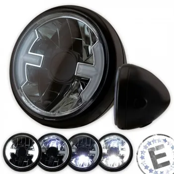 cafe 4 racer - "Hawk" LED hlavné svetlo 7 inch Čierna matná - HS MOTO Germany Predné svetlá s bočným úchytom 4251926902657