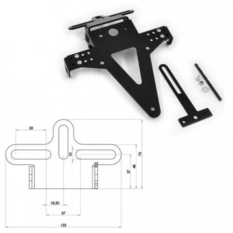 cafe 4 racer - Držák SPZ UNIVERSAL 6 - HS MOTO Germany Držáky SPZ a příslušenství 4251361237796