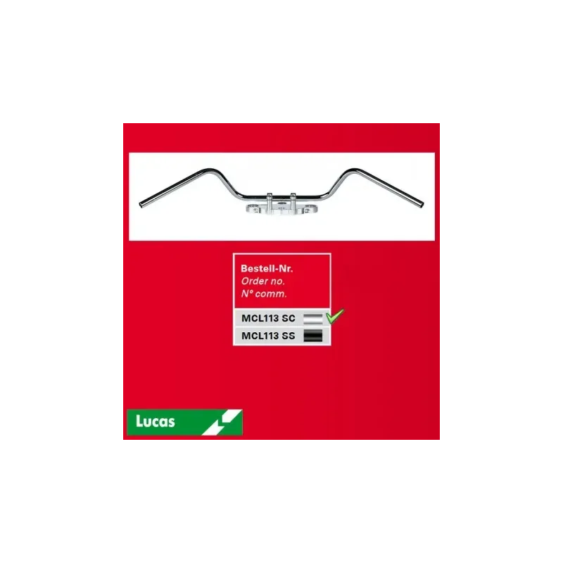 cafe 4 racer - TRW Lucas Steel handlebar "Touring Low" chrome MCL113SC - TRW Standard handlebars 3322937203345