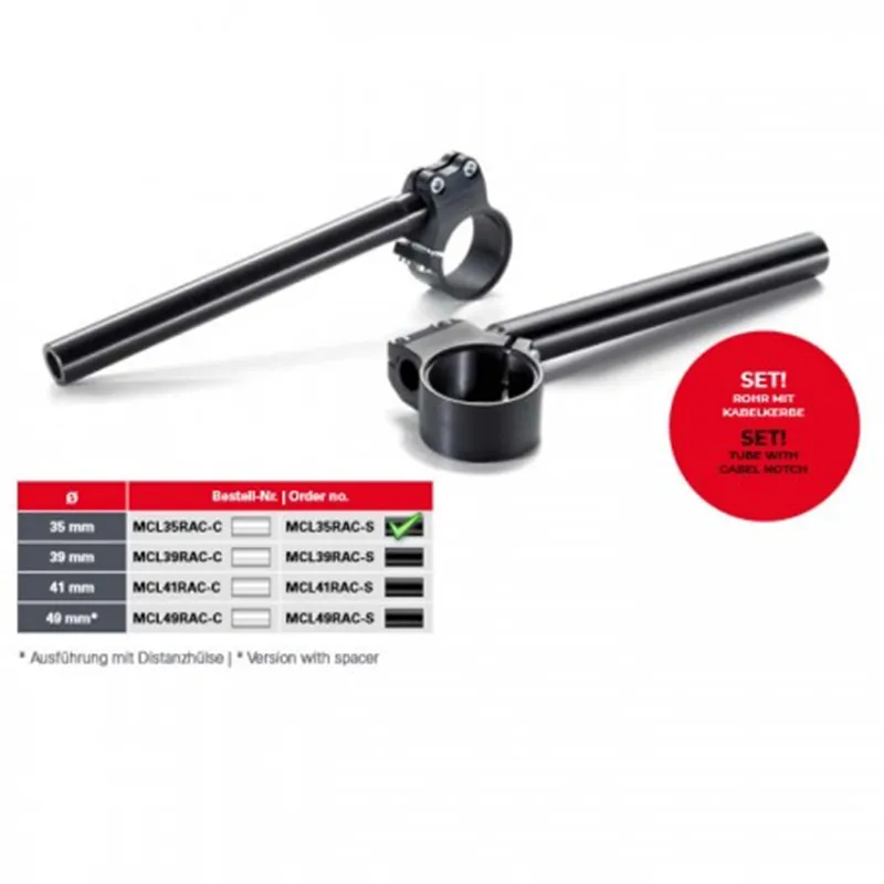 cafe 4 racer - TRW športové riadidlá "Custom" 1 palec, 25,4 mm Ø 35 mm - TRW Cafe Racer clip-ons 3322938255855