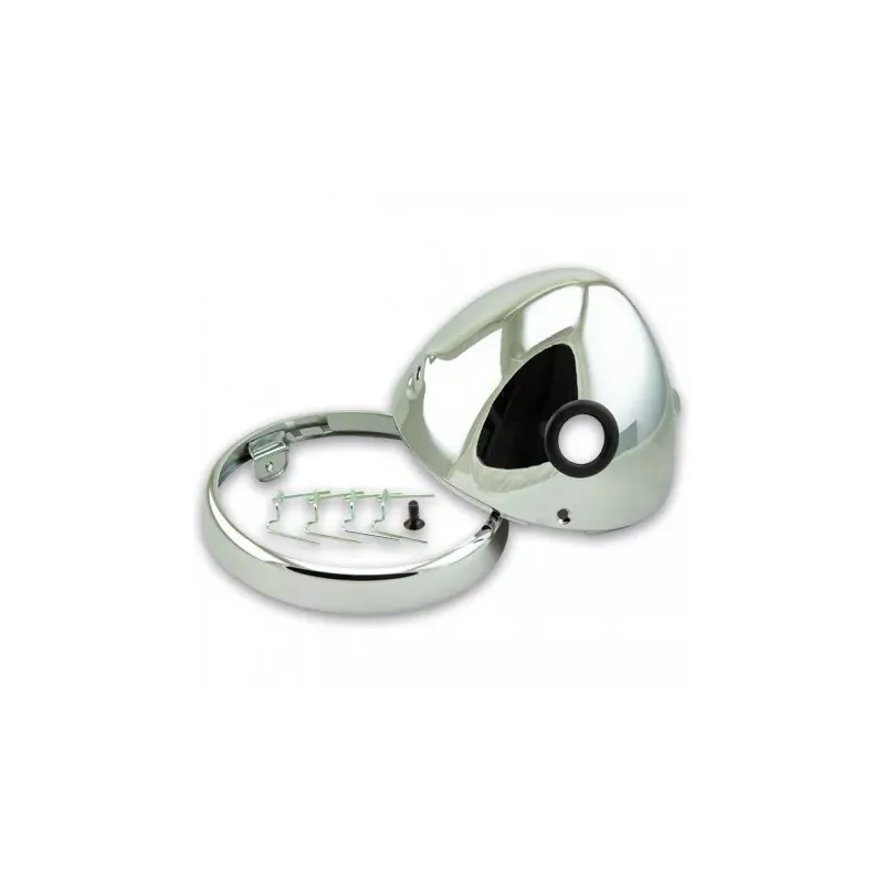 cafe 4 racer - 7" Headlight housing chrome Nevo style - side mount - HS MOTO Germany Headlight housing 4251352668561