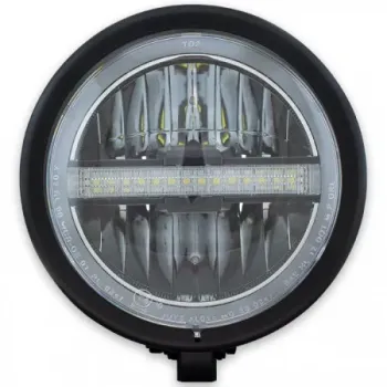 cafe 4 racer - HIGHSIDER 5 3/4 inch LED Headlight ATLANTA black/chrome - Highsider Headlights bottom mount 