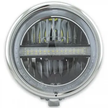 cafe 4 racer - SHIN YO 4 1/2 inch high beam headlight, glossy black, chrome - Shin Yo Headlights bottom mount 