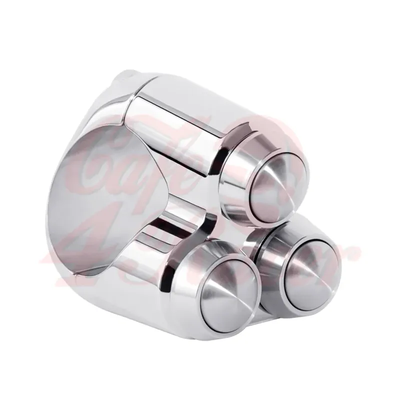 cafe 4 racer - Trojitý Micro prepínač pre riaditká 1" chróm - Motone 25,4mm / 1 inch  