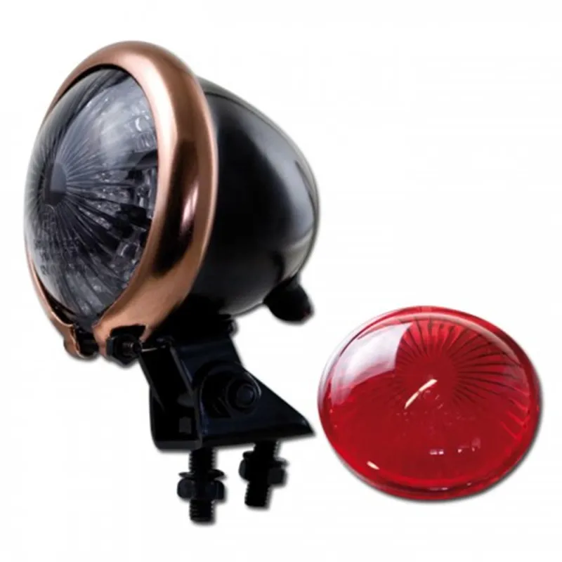 cafe 4 racer - Mini Bates Tail Light - Stainless Fixings - LED - BLACK - HS MOTO Germany LED Rear lights 4251352604064