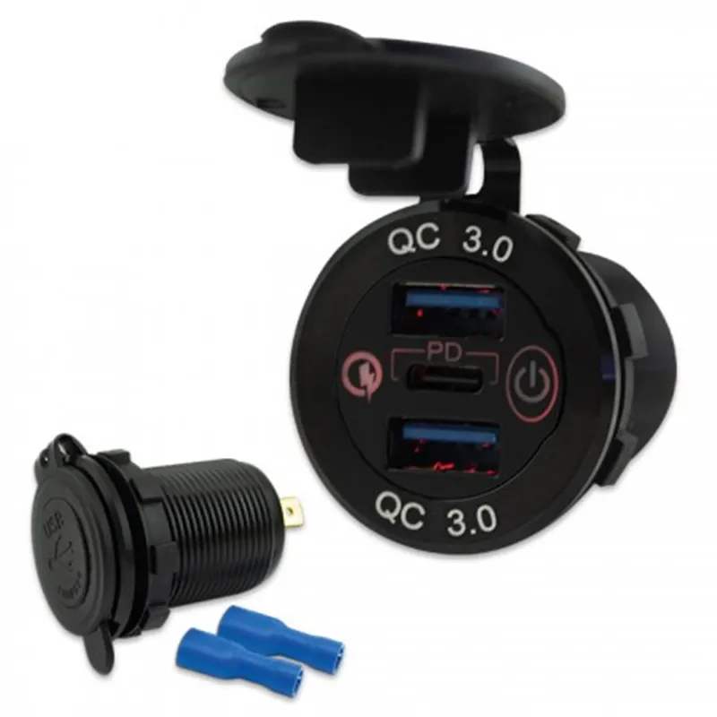 cafe 4 racer - USB zásuvka "3.0" čierna 2x USB-A + 1x USB-C - HS MOTO Germany USB port 4251926906464