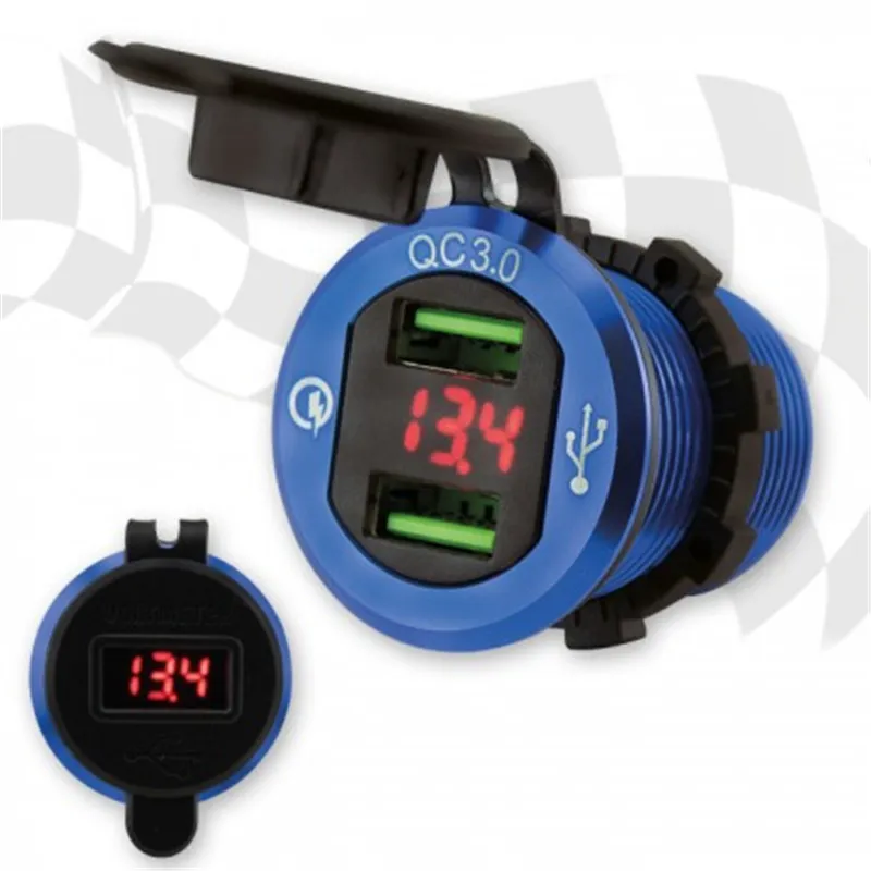 cafe 4 racer - Dvojitá USB zásuvka modrá - HS MOTO Germany USB port 4251352687852