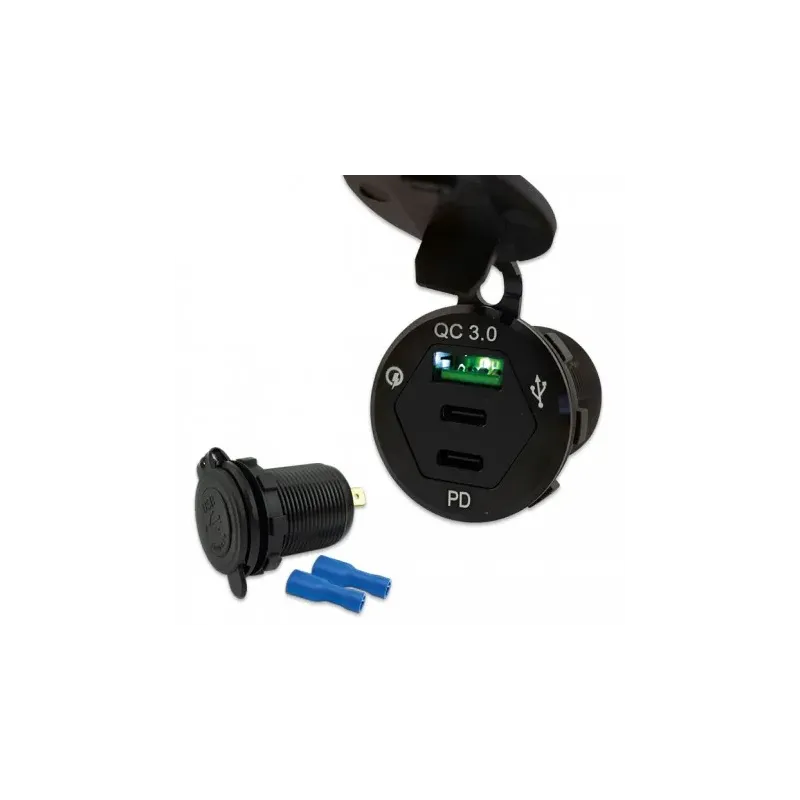 cafe 4 racer - USB zásuvka "3.0" černá 2x USB-C - HS MOTO Germany Port USB 4251926906457