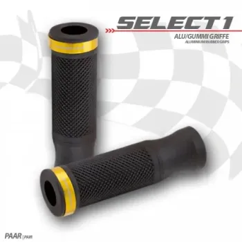 cafe 4 racer - Gumová rukojeť "Select1" zlatá - HS MOTO Germany 22 mm & 7/8 inch 4251352632524