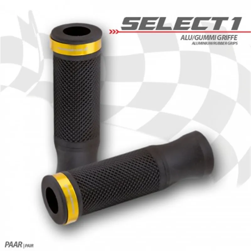 cafe 4 racer - Rubber grip "Select1" gold - HS MOTO Germany 22mm & 7/8 inch 4251352632524