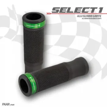 cafe 4 racer - Gumová rukojeť "Select1" zelená - HS MOTO Germany 22 mm & 7/8 inch 4251352632531