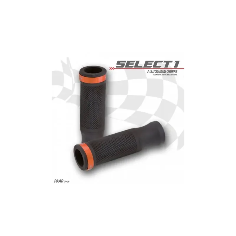 cafe 4 racer - Rubber grip "Select1" orange - HS MOTO Germany 22mm & 7/8 inch 4251352632548