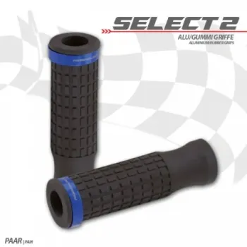 cafe 4 racer - Rubber grip "Select2" blue - HS MOTO Germany 22mm &  7/8 inch 4251352632579