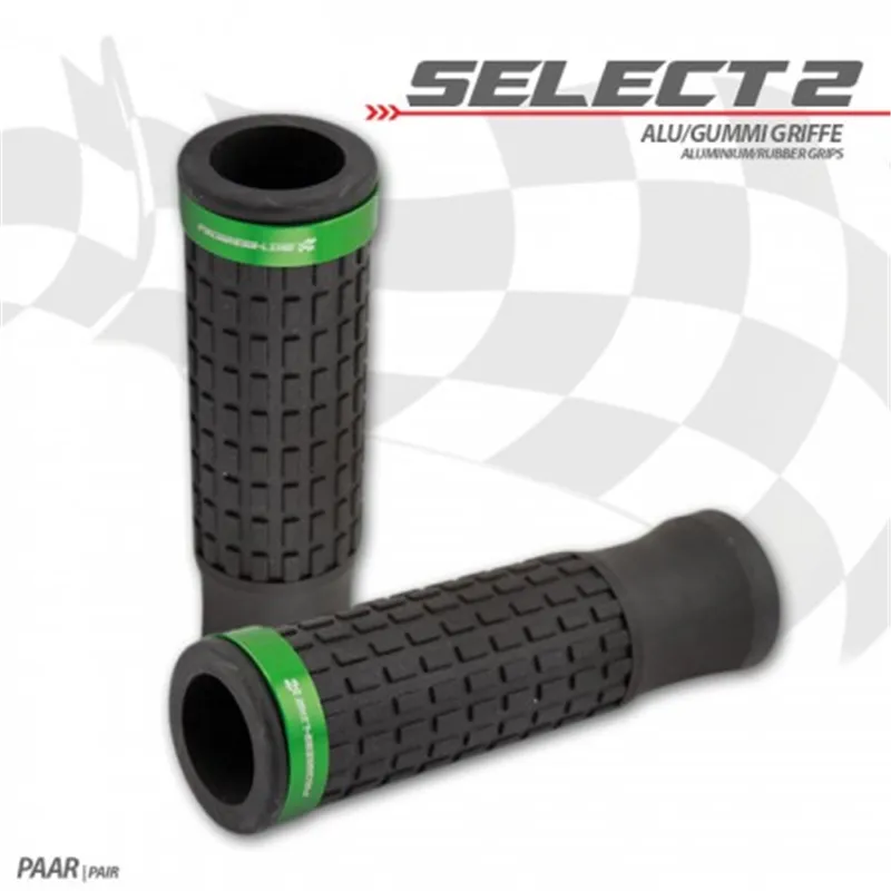 cafe 4 racer - Gumová rukoväť „Select2“ zelená - HS MOTO Germany 22mm & 7/8 inch 4251352632593