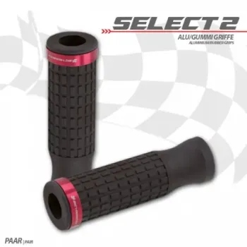 cafe 4 racer - Rubber grip "Select2" red - HS MOTO Germany 22mm &  7/8 inch 4251352632616