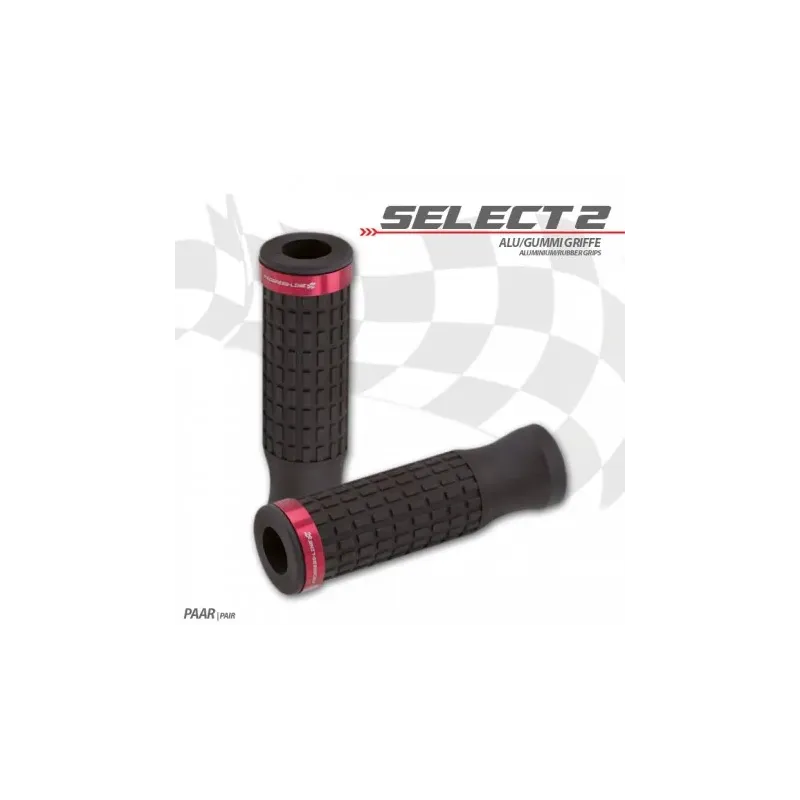 cafe 4 racer - Rubber grip "Select2" red - HS MOTO Germany 22mm &  7/8 inch 4251352632616