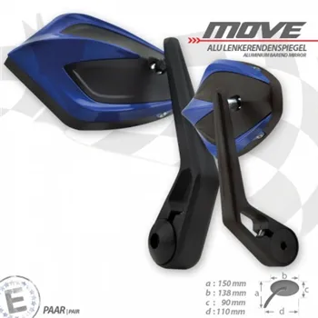 cafe 4 racer - Spätné zrkadlo do riaditok MOVE Uni M6 modrá - HS MOTO Germany Príslušenstvo 4251352632838