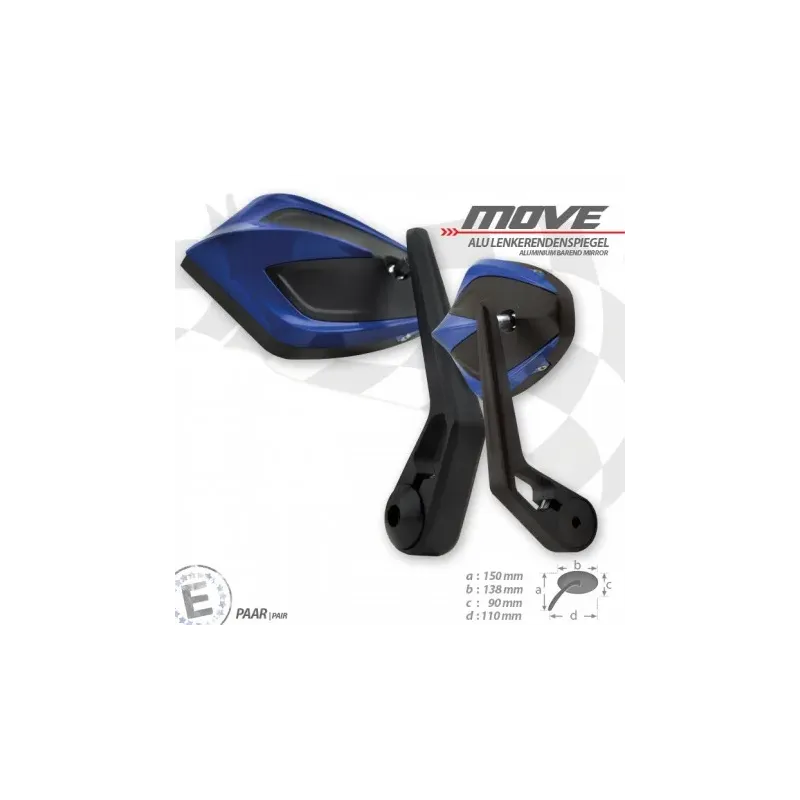 cafe 4 racer - Bar end mirror MOVE Uni M6 blue  - HS MOTO Germany Accessories 4251352632838