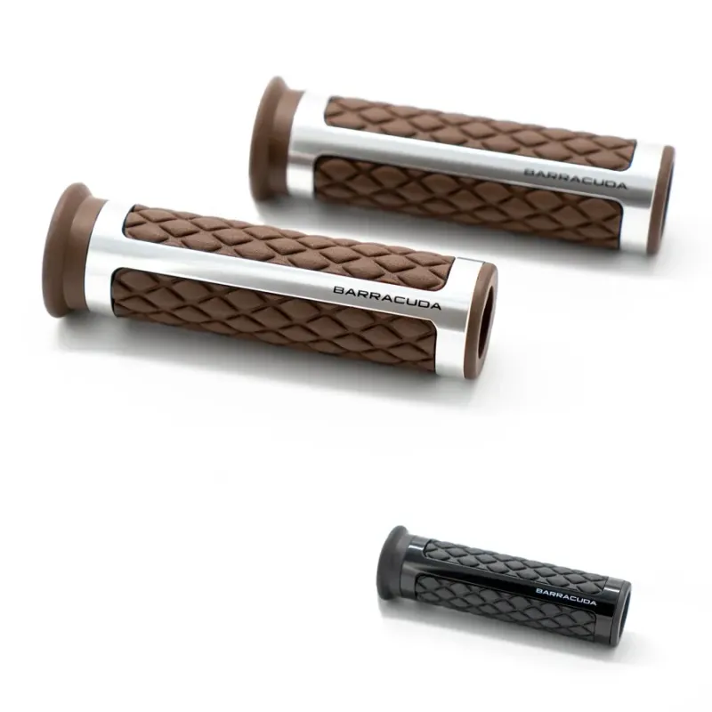 cafe 4 racer - BARRACUDA CLASSIC BROWN / SILVER HANDLES (pair) - BARRACUDA 22mm &  7/8 inch 753610861454