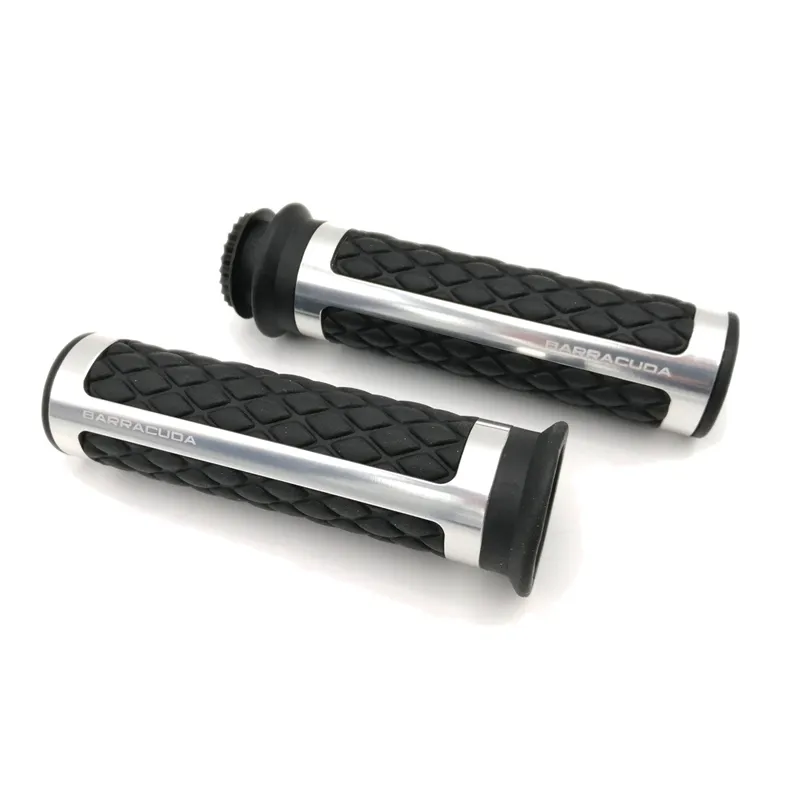 cafe 4 racer - BARRACUDA CLASSIC BLACK / SILVER HANDLES (pair) - BARRACUDA 22mm &  7/8 inch 753610861423