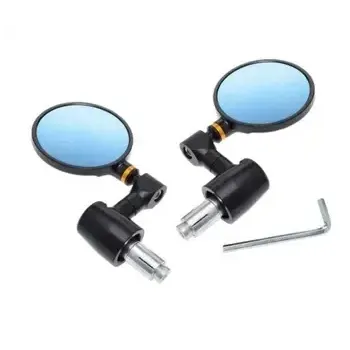 cafe 4 racer - Round Handle Bar End Side Mirrors CR2 black/silver - Cafe4Racer Bar end mirrors 